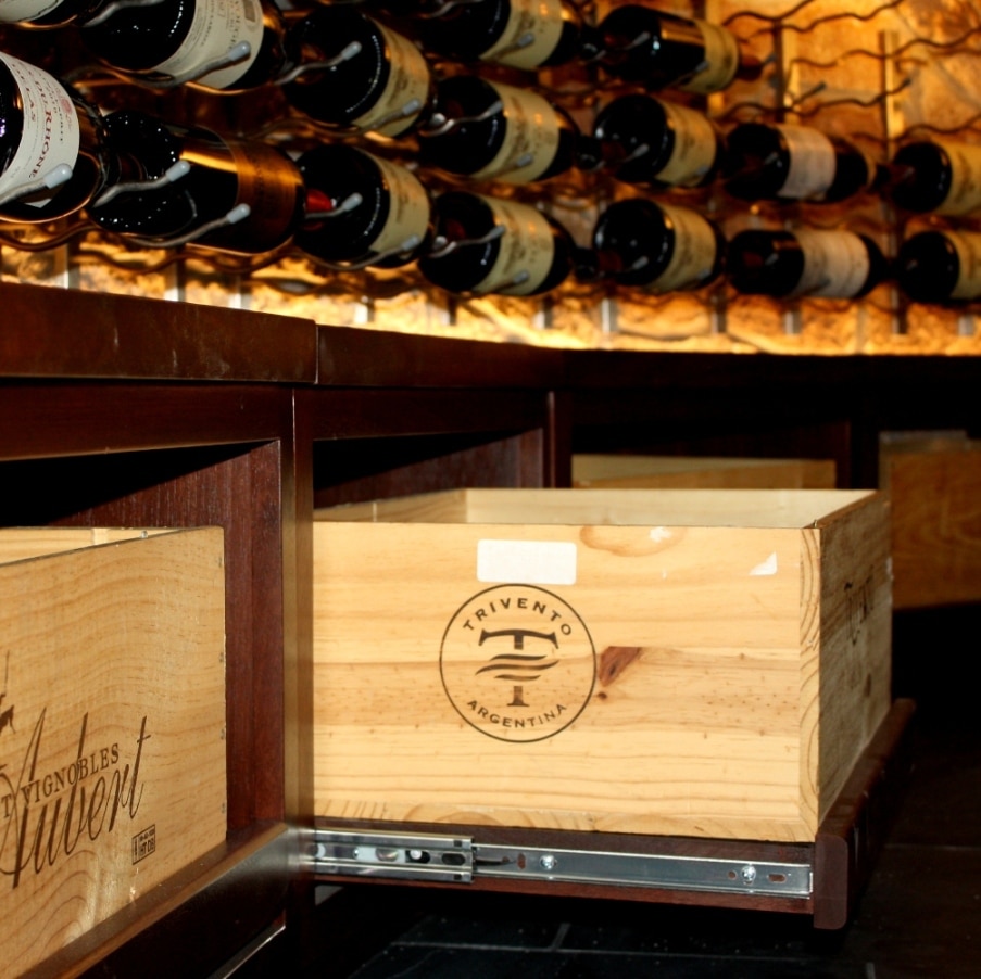 Rolling Case Storage Miami Wine Cellar Display
