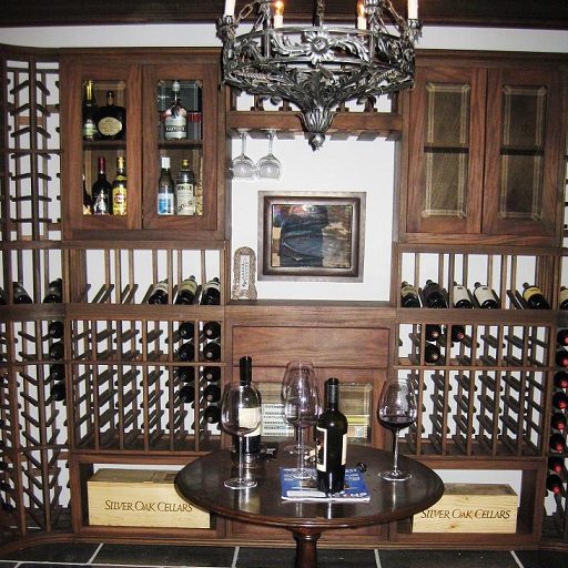 This Chandelier is a Great Addition to this Miami Wine Cellar 