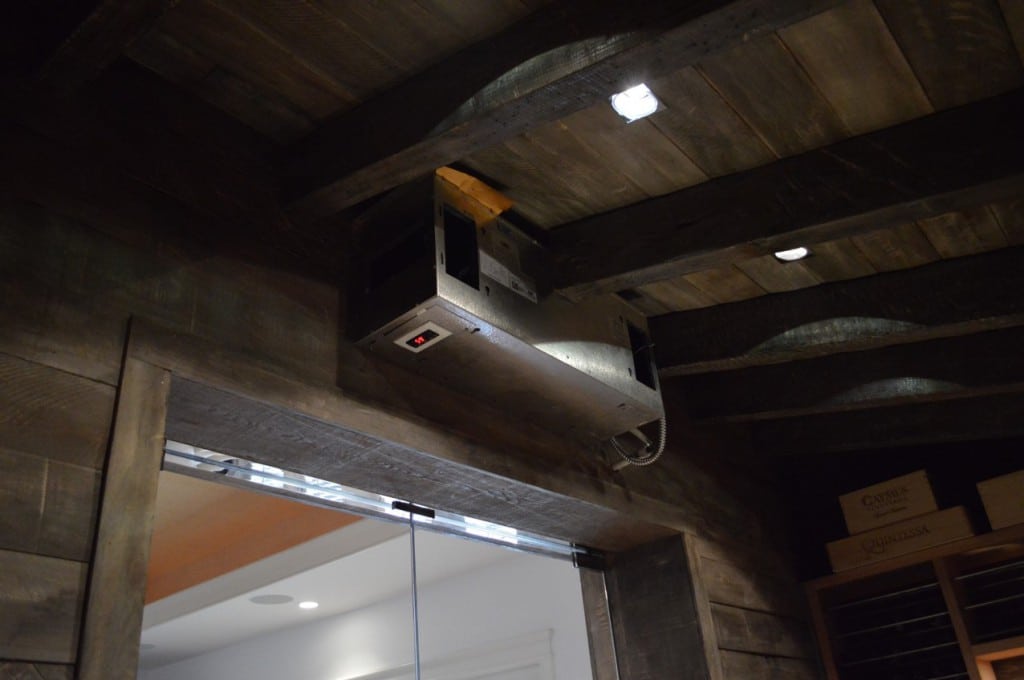 Evaporator was installed inside the wine cellar and the condenser outside